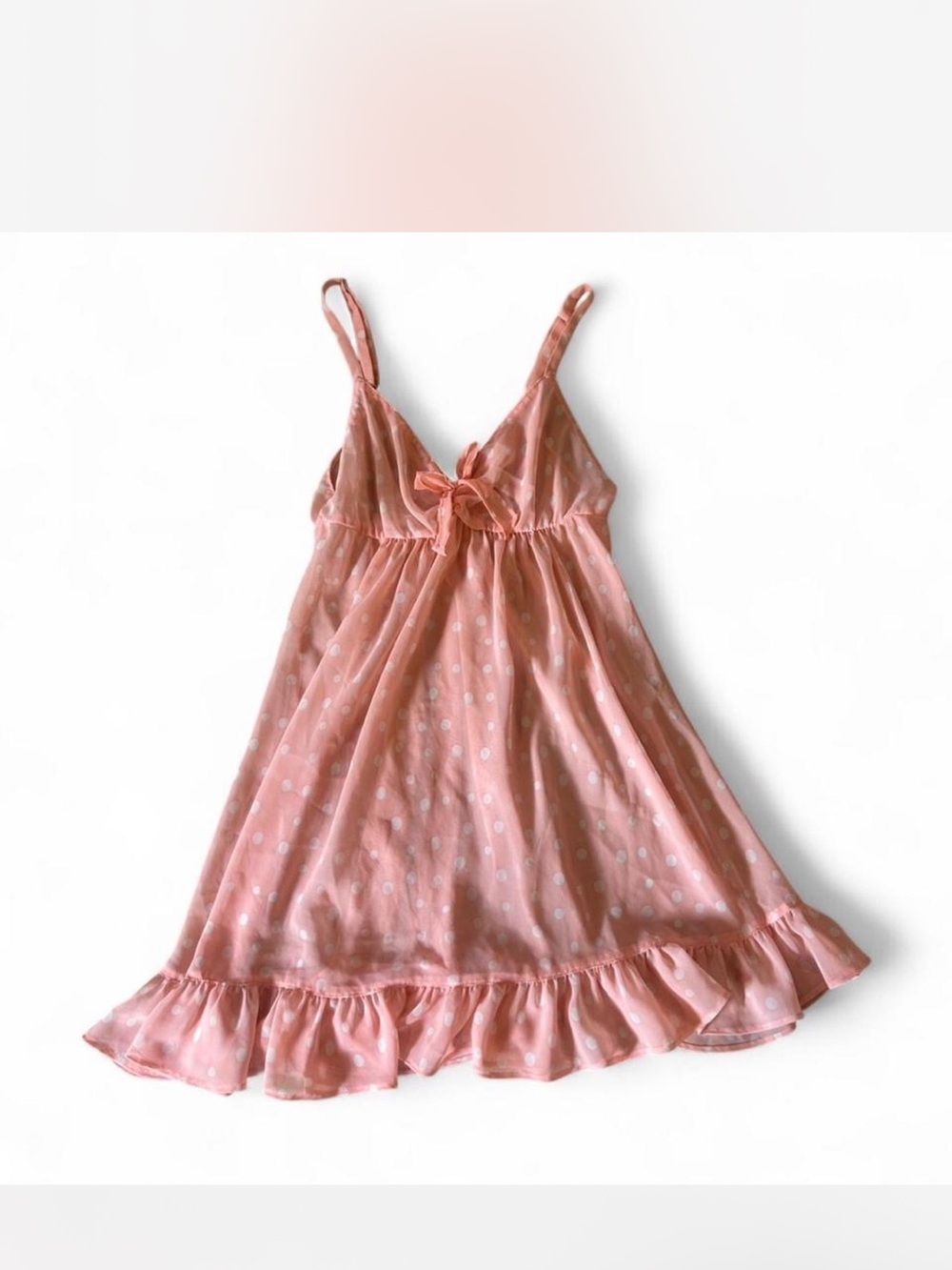 Pink Polka Dot Ruffle Slip Dress